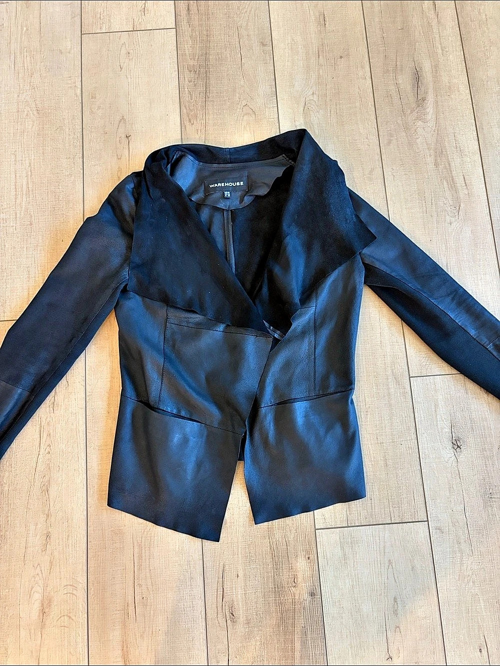 Warehouse Black Leather Jacket Size UK 10 / US 6
